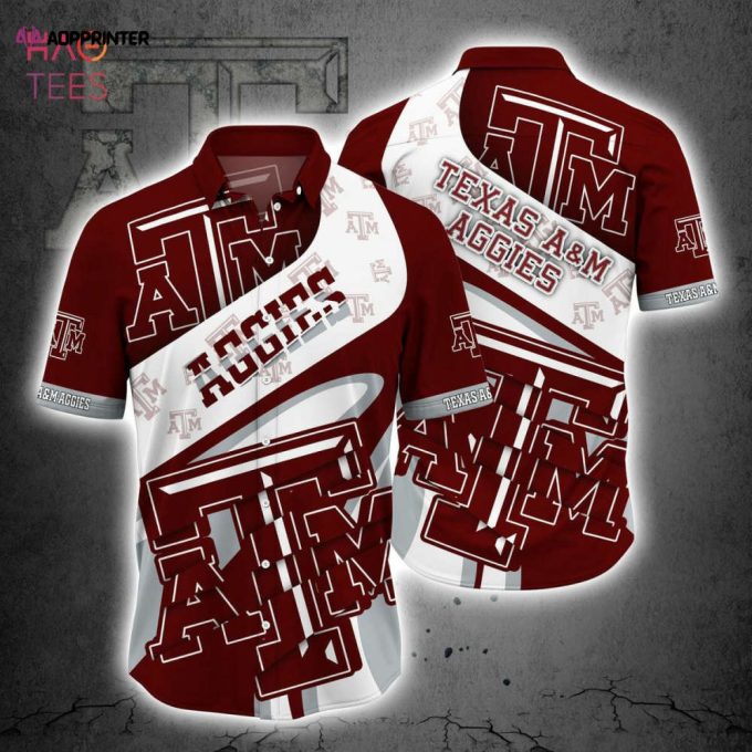 Texas A&ampM Aggies Maroon White Hawaiian Shirt Gift Men Women Gift Men Women