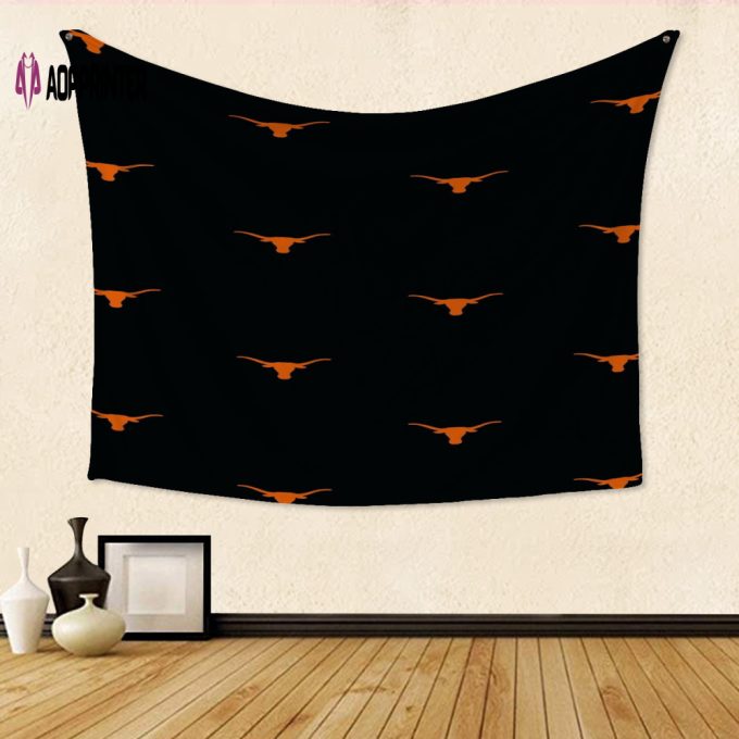 Texas Longhorns Black TA2 Gift – Engaging 3D Full Printing Tapestry for Fans