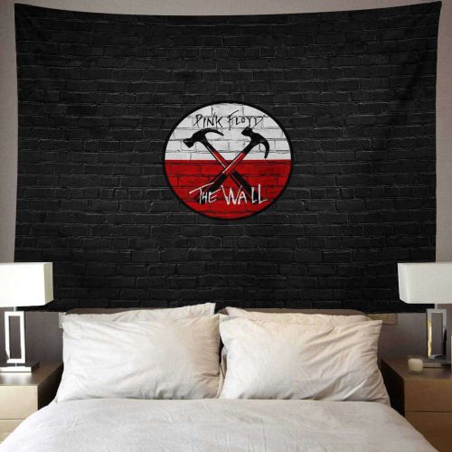 The Wall Emblem on Brick Background Pink Floyd Tapestry