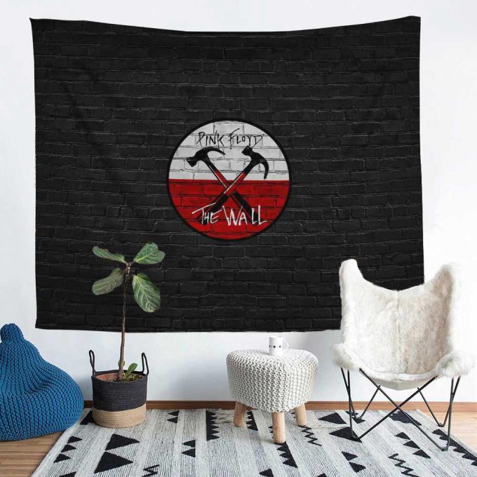 The Wall Emblem on Brick Background Pink Floyd Tapestry