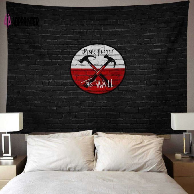 The Wall Emblem on Brick Background Pink Floyd Tapestry