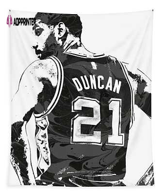Tim Duncan San Antonio Spurs Pixel Art 2 Joe Hamilton Tapestry