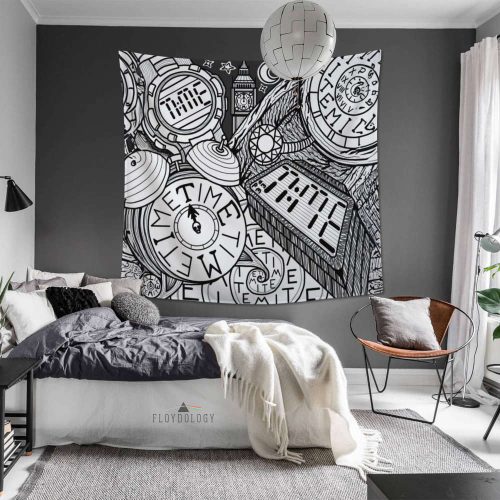 Time Hand drawing art Pink Floyd Tapestry