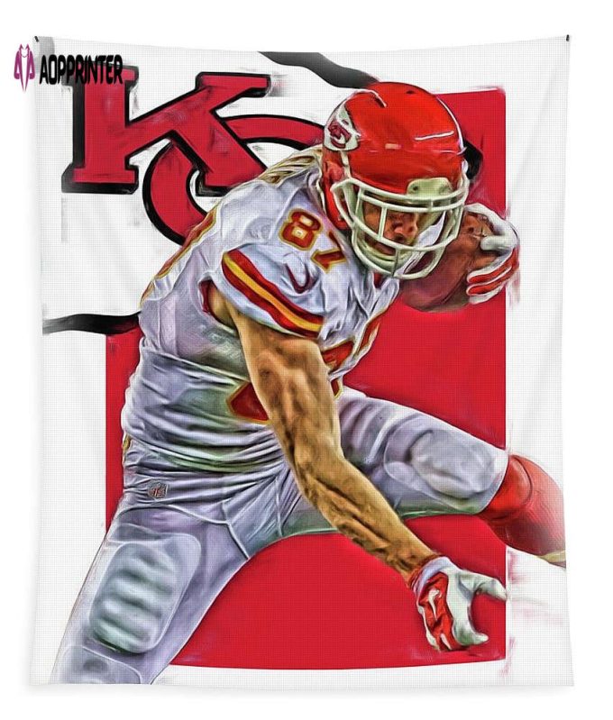 Travis Kelce Kansas City Chiefs Oil Art Tapestry Gifts For Fans