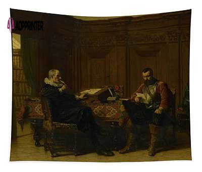 Two Men In A Seventeenthcentury Interior Called A Conference Art Lambertus Lingeman Dutch Tapestry