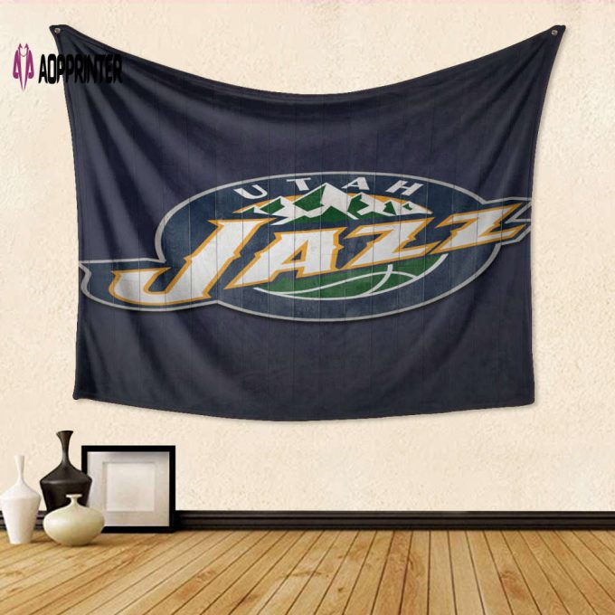 3D Full Printing Tapestry: Utah Jazz Emblem v2 Gift for Fan