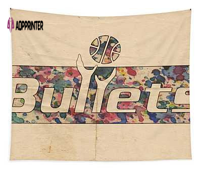 Washington Bullets Retro Poster Florian Rodarte Tapestry