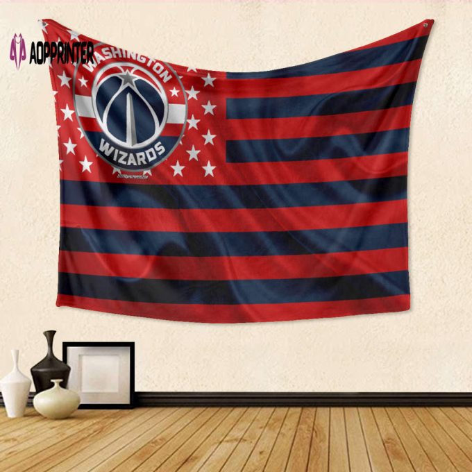 Washington Wizards Blue Red Flag Tapestry: 3D Full Print Gift for Fans