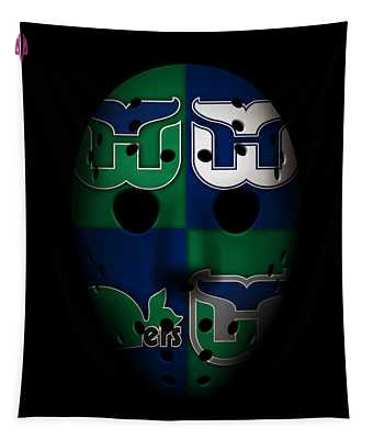 Whalers Goalie Mask Joe Hamilton Tapestry