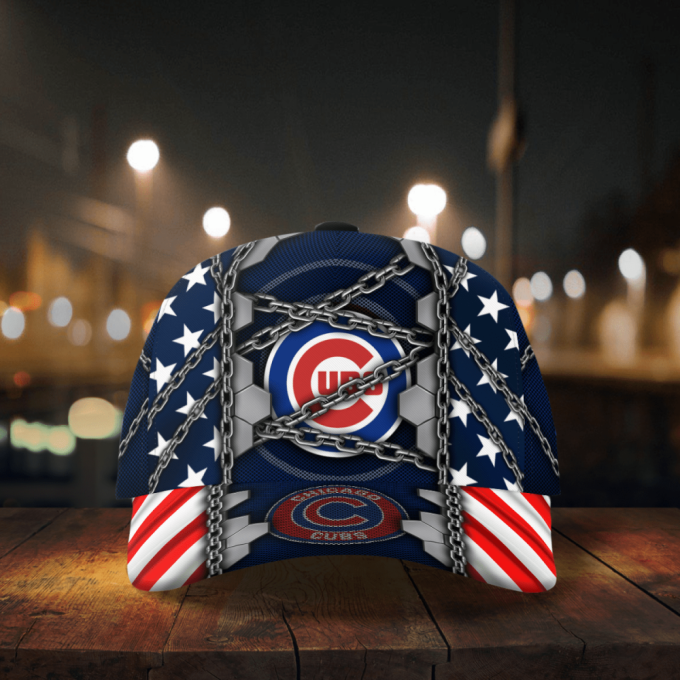 Chicago Cubs Stars & Stripes Chain Printed Baseball Classic Cap Men Hat