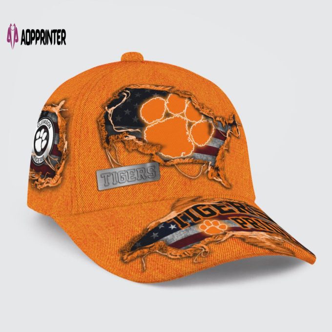 Clemson Tigers American Flag Classic Baseball Classic Baseball Classic Cap Men Hat Men Hat