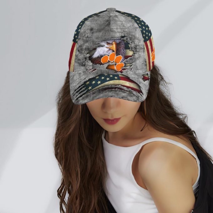 Clemson Tigers Vintage American Flag Royalty Baseball Classic Baseball Classic Cap Men Hat Men Hat