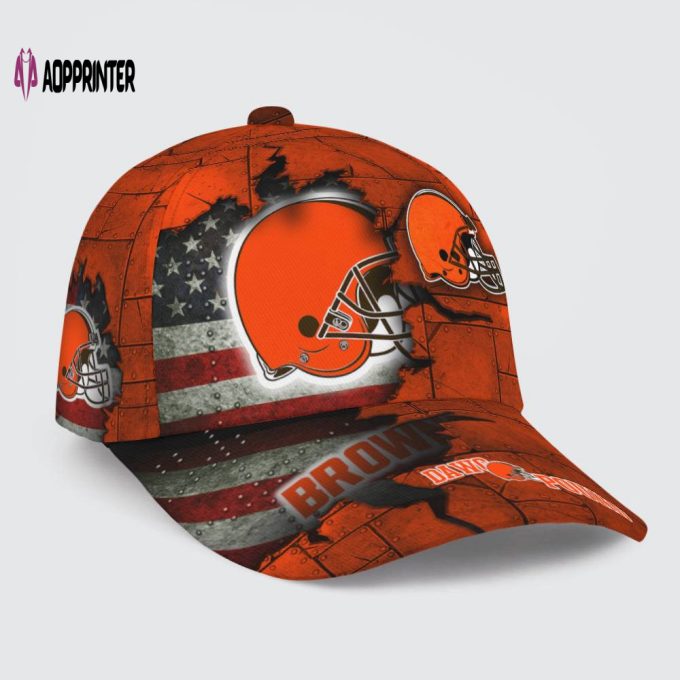 Cleveland Browns American Flag Metal Printed Baseball Classic Cap Men Hat