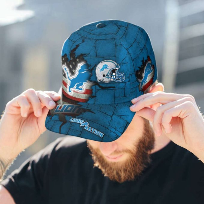 Detroit Lions American Flag Metal Printed Baseball Classic Cap Men Hat