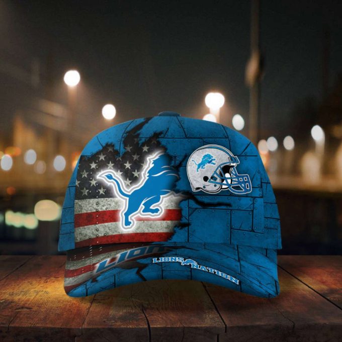 Detroit Lions American Flag Metal Printed Baseball Classic Cap Men Hat