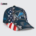 Detroit Lions Stars & Stripes Chain Printed Baseball Classic Baseball Classic Cap Men Hat Men Hat