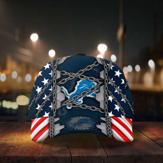 Detroit Lions Stars & Stripes Chain Printed Baseball Classic Baseball Classic Cap Men Hat Men Hat