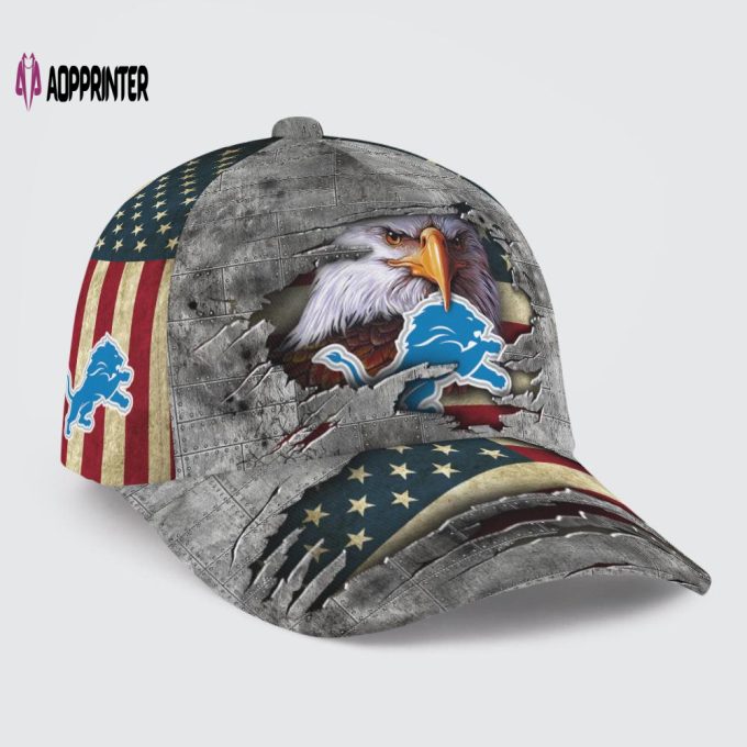 Detroit Lions Vintage American Flag Royalty Baseball Classic Cap Men Hat