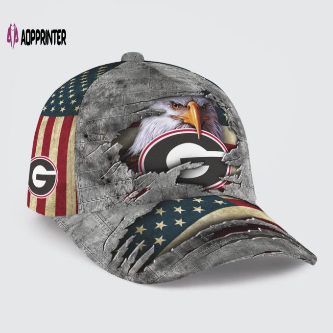 Georgia Bulldogs Vintage American Flag Royalty Baseball Classic Baseball Classic Cap Men Hat Men Hat