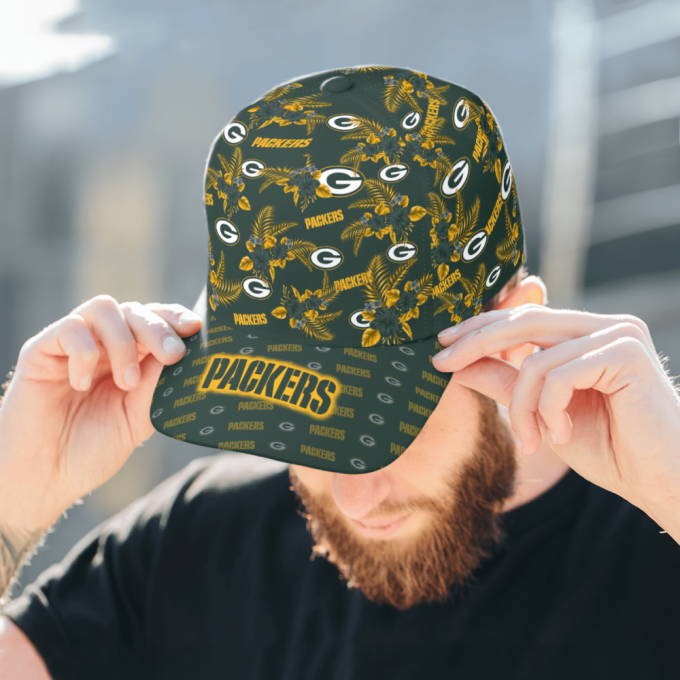 Green Bay Packers Floral Hawaiian Adjustable Baseball Classic Baseball Classic Cap Men Hat Men Hat