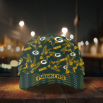 Green Bay Packers Floral Hawaiian Adjustable Baseball Classic Baseball Classic Cap Men Hat Men Hat