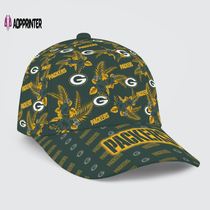 Green Bay Packers Floral Hawaiian Adjustable Baseball Classic Baseball Classic Cap Men Hat Men Hat