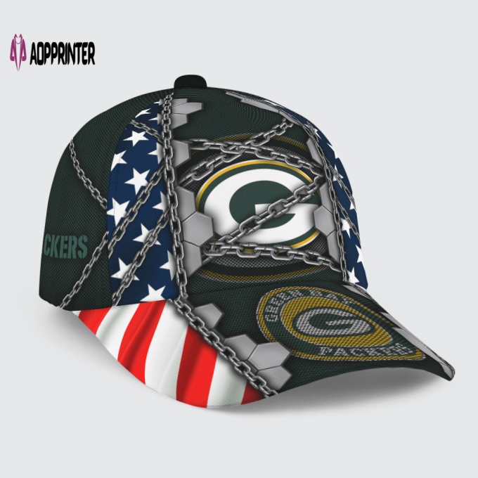 Green Bay Packers Stars & Stripes Chain Printed Baseball Classic Baseball Classic Cap Men Hat Men Hat