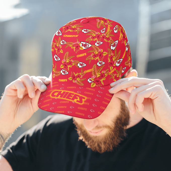 Kansas City Chiefs Floral Hawaiian Adjustable Baseball Classic Baseball Classic Cap Men Hat Men Hat