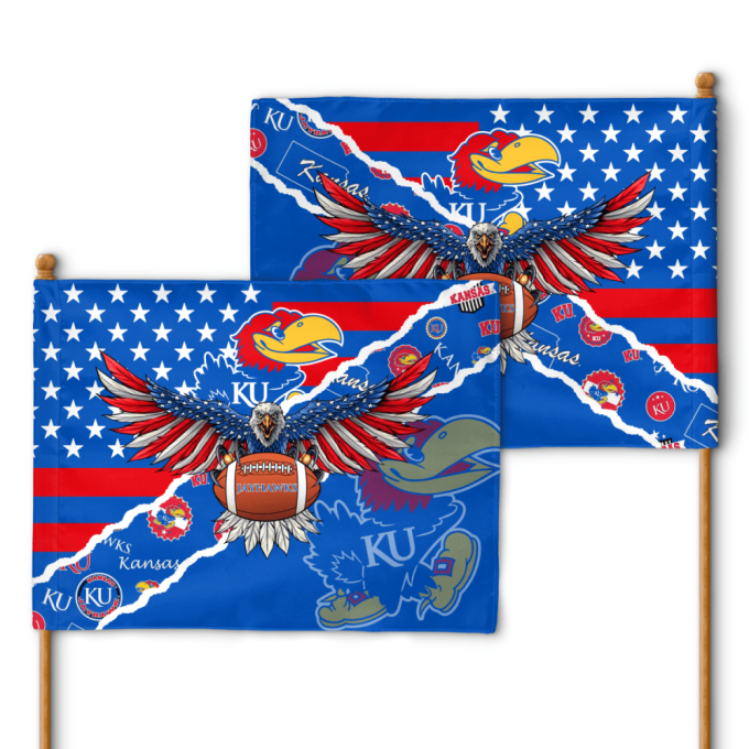 Kansas Jayhawks American Landscape House Flag