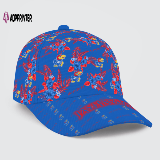 Kansas Jayhawks Floral Hawaiian Adjustable Baseball Classic Cap Men Hat