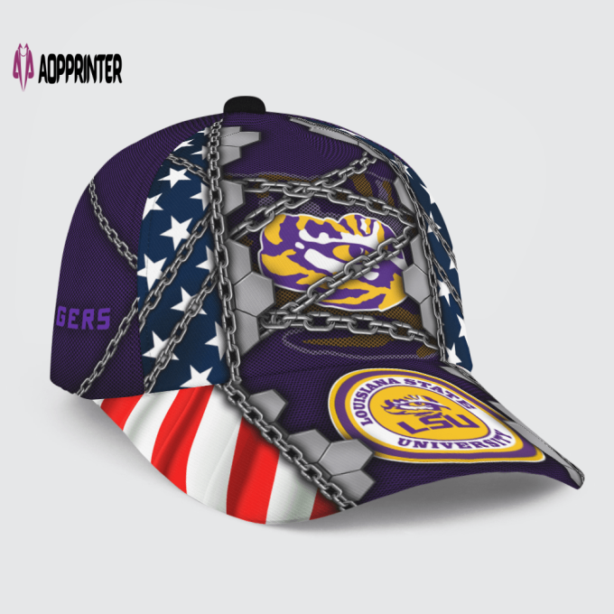 LSU Tigers Stars & Stripes Chain Printed Baseball Classic Baseball Classic Cap Men Hat Men Hat