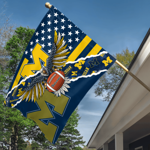 Michigan Wolverines American Landscape House Flag