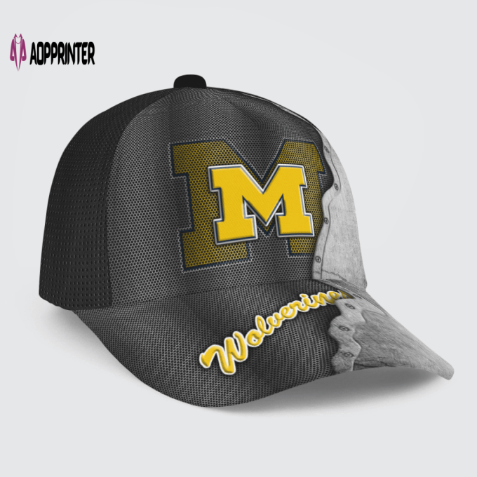 Michigan Wolverines Specialized Metal Texture Baseball Baseball Classic Baseball Classic Cap Men Hat Men Hat