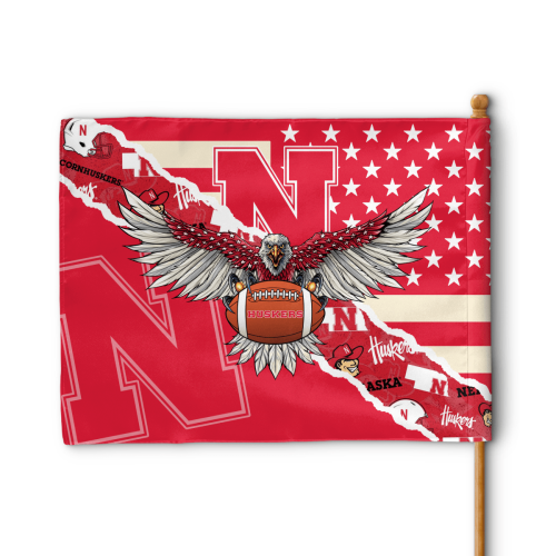 Nebraska Cornhuskers American Landscape House Flag