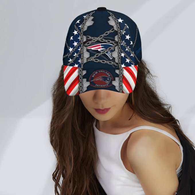 New England Patriots Stars & Stripes Chain Printed Baseball Classic Cap Men Hat