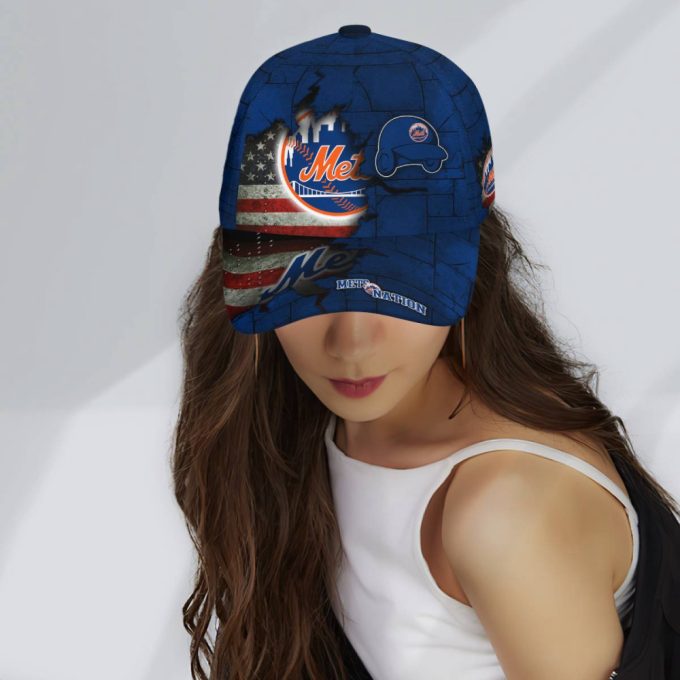 New York Mets American Flag Metal Printed Baseball Classic Cap Men Hat