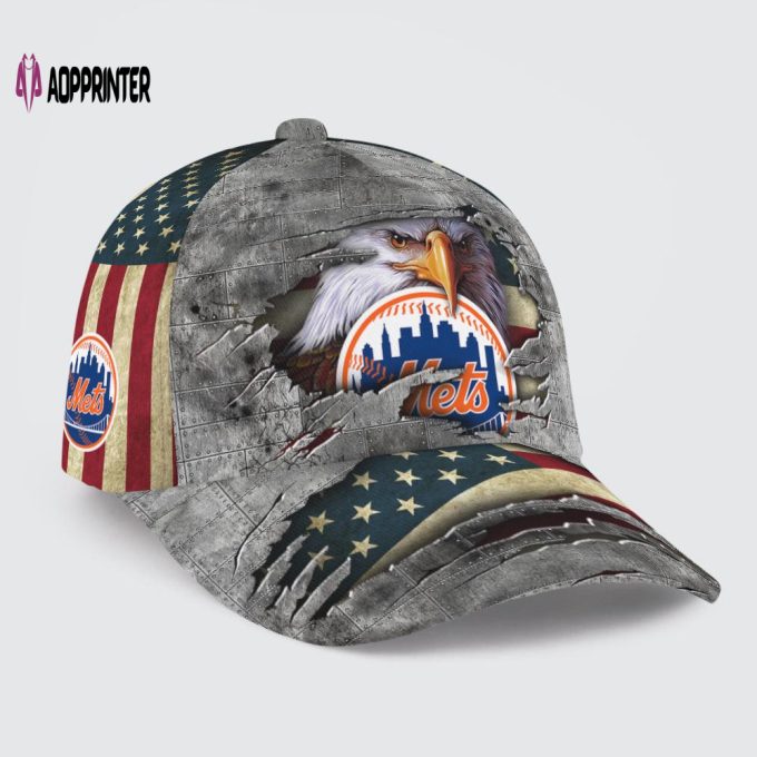 New York Mets Vintage American Flag Royalty Baseball Classic Cap Men Hat