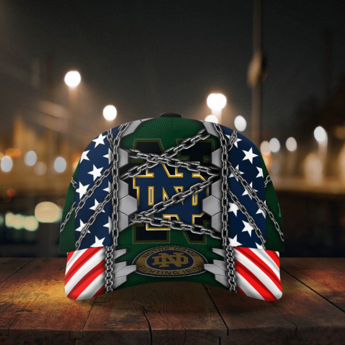 Notre Dame Fighting Irish Stars & Stripes Chain Printed Baseball Classic Baseball Classic Cap Men Hat Men Hat