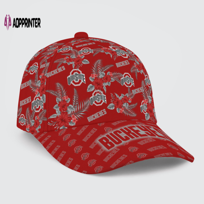 Ohio State Buckeyes Floral Hawaiian Adjustable Baseball Classic Cap Men Hat