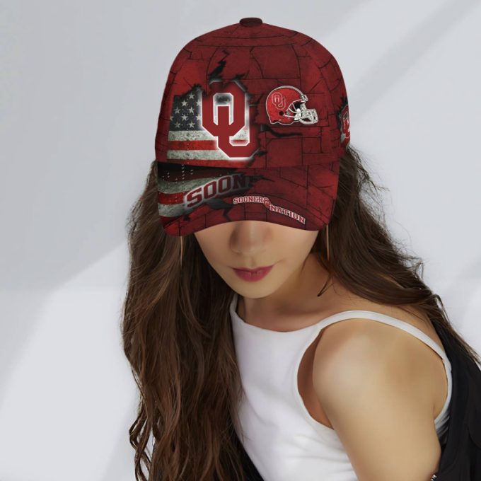 Oklahoma Sooners American Flag Metal Printed Baseball Classic Cap Men Hat