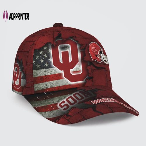 Oklahoma Sooners American Flag Metal Printed Baseball Classic Cap Men Hat