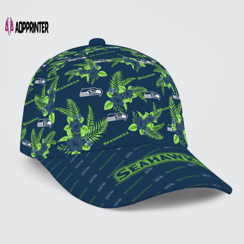 Seattle Seahawks Floral Hawaiian Adjustable Baseball Classic Cap Men Hat