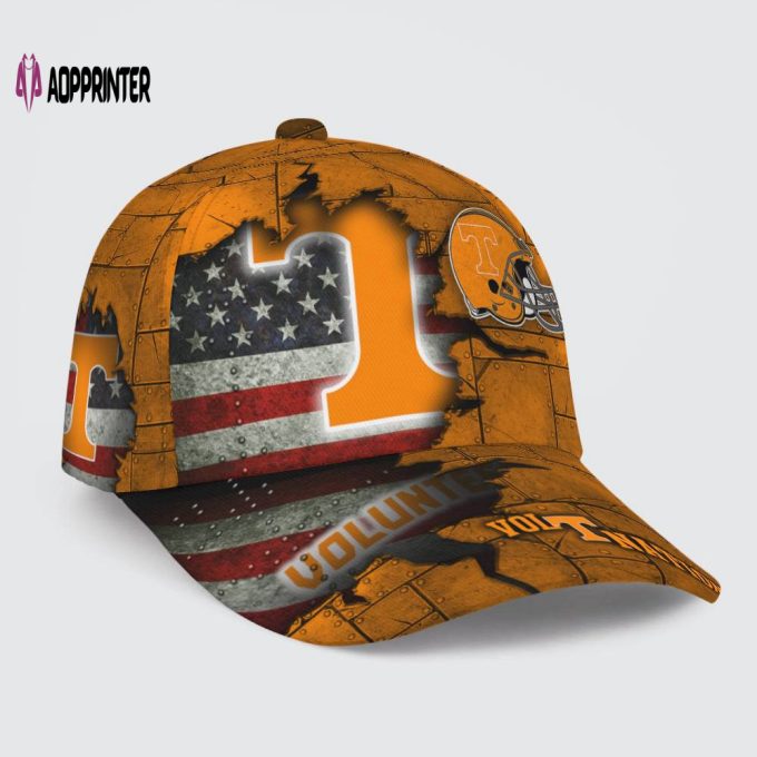 Tennessee Volunteers American Flag Metal Printed Baseball Classic Cap Men Hat