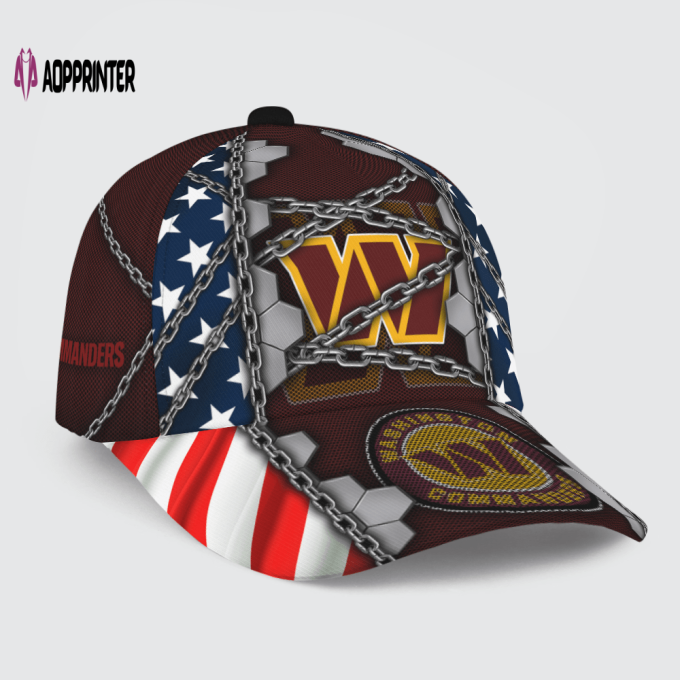 Washington Commanders Stars & Stripes Chain Printed Baseball Classic Cap Men Hat