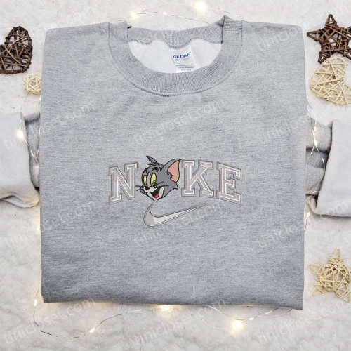 Tom Head x Nike Cartoon Embroidered Sweatshirt, Tom and Jerry Embroidered Shirt, Best Gift Ideas for Family