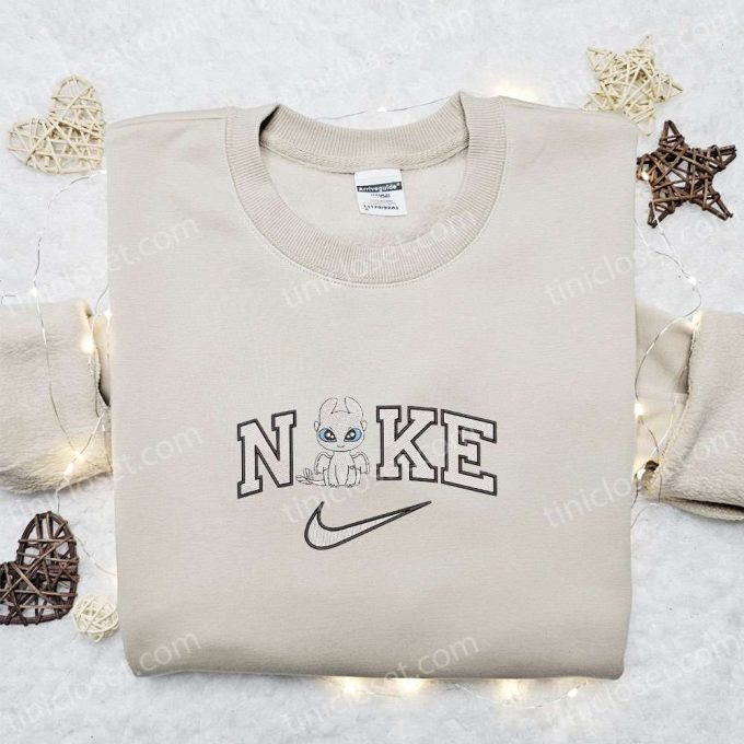 Chibi Light Fury x Nike Embroidered Sweatshirt, Walt Disney Characters Embroidered Shirt, Best Birthday Gift Ideas for Family