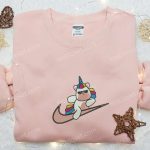 Cute Unicorn x Swoosh Cartoon Hoodie: Nike Inspired Embroidered Shirt Perfect Family Gift