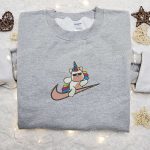 Cute Unicorn x Swoosh Cartoon Hoodie: Nike Inspired Embroidered Shirt Perfect Family Gift