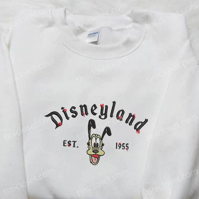 Disneyland Pluto Est 1955 Embroidered Shirt: Spooky Disney Halloween Gift for Family