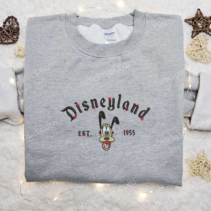 Disneyland Pluto Est 1955 Embroidered Shirt: Spooky Disney Halloween Gift for Family